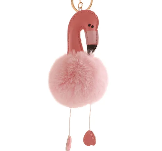 Creativo Pu Flamingo hairball portachiavi ciondolo donna borsa di pelliccia ciondolo porta...