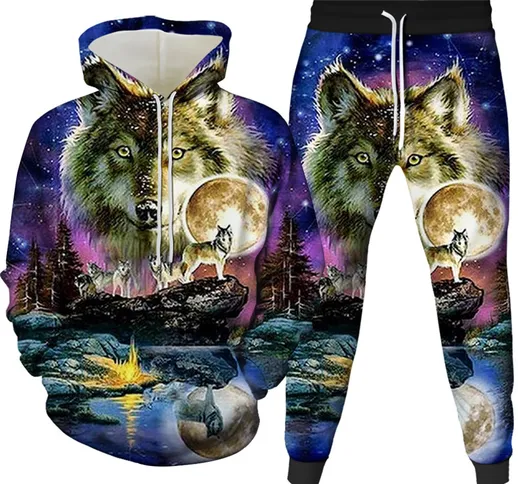 2020 autunno/inverno Amazon animal wolf 3D stampa digitale tuta maglione con cappuccio in...