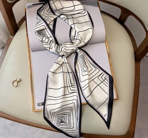 Sciarpa di seta sciarpa decorazione moda donna sciarpa geometrica sottile striscia lunga f...