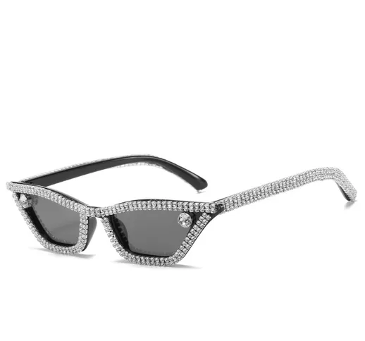 2020 nuovi occhiali da sole tempestati di diamanti, occhiali da sole da donna a occhi di g...