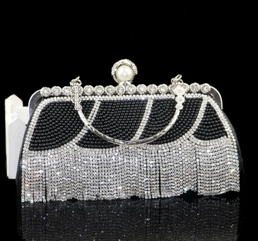 La nuova borsa di perle borsa da pranzo con diamanti borsa da sera pochette borsa messenge...