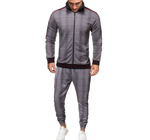 BOSS Adidas Nike BMW vestito casual primavera e autunno moda uomo plaid due pezzi vestito...