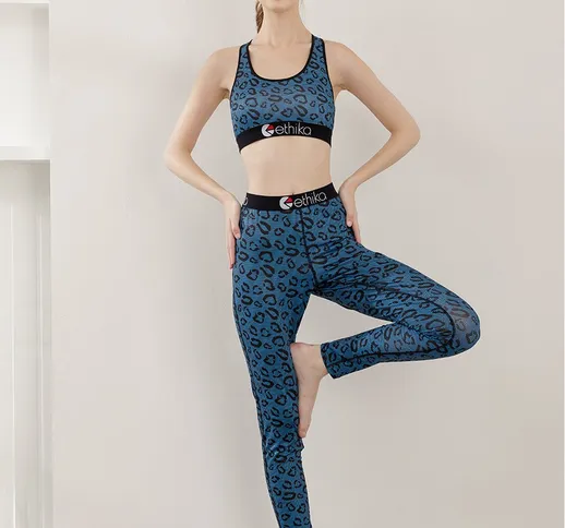 Set di biancheria intima sportiva per abbigliamento esterno da yoga stampato confortevole...