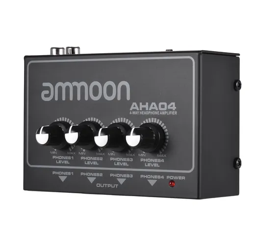 ammoon AHA04 Amplificatore per cuffie portatile a 4 vie con ingressi da 1/4 di pollice e 1...