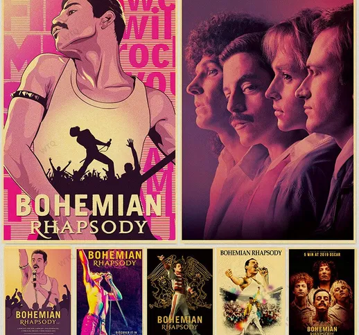 WTQ Bohemian Rhapsody Movie Canvas Poster Freddie Mercury Rock Band Queen Poster retrò Dec...