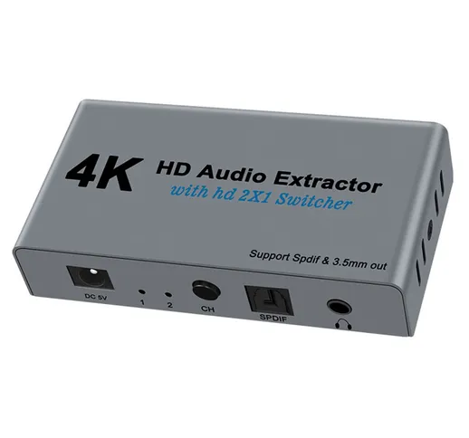 E21 HD Audio Extractor Splitter HD Switch 2 in 1 out 4K HD a HD ottico SPDIF 3.5mm HD Audi...