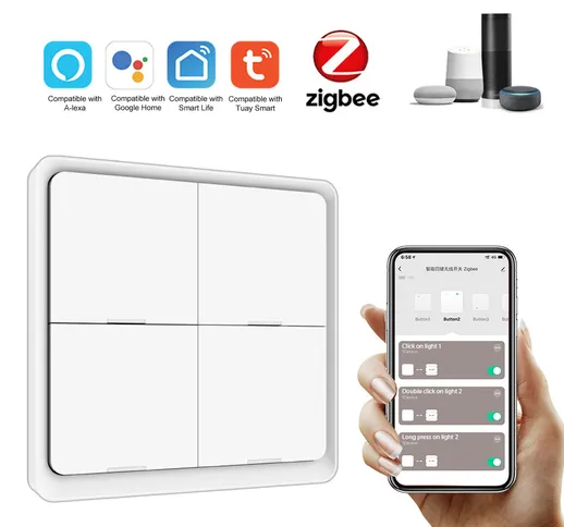 Tuya ZigBee Wireless Smarts Scene Switch 4 Road Slab Scene Key Switch Tuya Smarts Home Com...