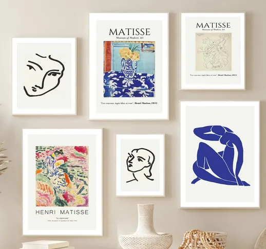 Astratta Matisse Vaso di Fiori Nordic Canvas Poster E Stampe Museo di Arte Moderna della T...