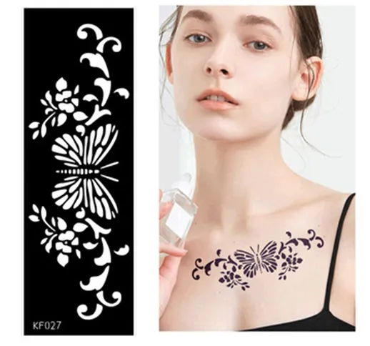 Modello di tatuaggio vuoto modello di adesivi per tatuaggi con fiori di vento