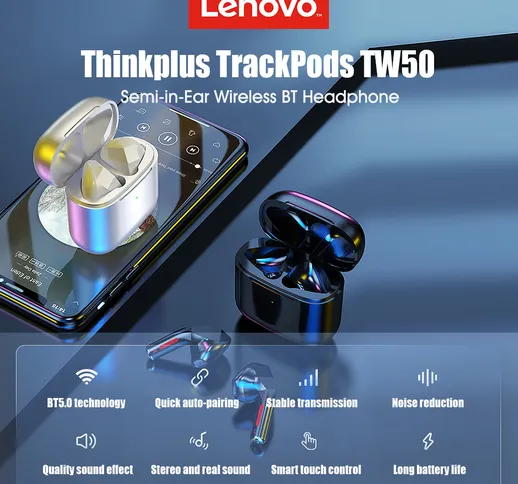 Nuovo Lenovo Thinkplus TW50 Auricolare wireless Bluetooth 5.0 con riduzione del rumore del...