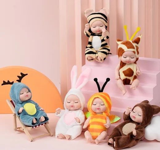 1 pezzi di sonno Baby Doll Cute Animal Baby Doll 3,5 pollici Altezza simulata Reborn Baby...
