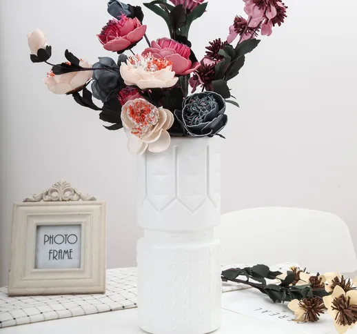 Vaso di plastica Vaso di colore nordico Ornamenti creativi di camelia Vaso di fiori secchi...