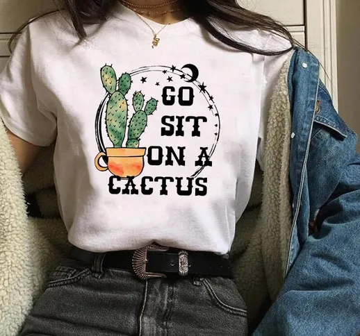 Donne Graphic Cartoon Cactus Plant Tendenza casual Carino anni '90 Signore Stampa vestiti...