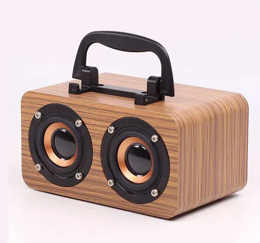 Altoparlante Bluetooth senza fili in legno portatile da esterno con suono retrò, piccola p...