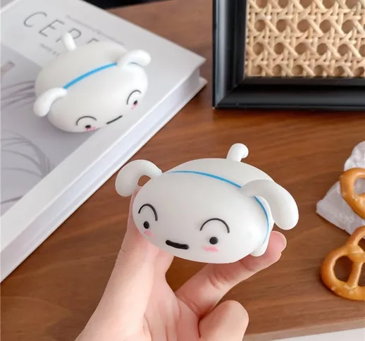 3D Cartoon Sdraiato White Dog Auricolare Custodia in silicone per AirPods 1 2 Pro 3 Wirele...