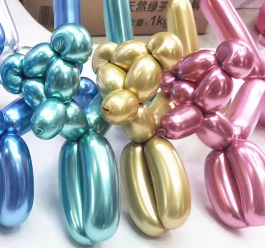 100 Palloncini magici in metallo cromato con striscia colorata Festa di compleanno Matrimo...