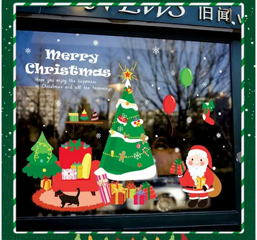 Adesivo da parete natalizio Adesivo per porta in vetro rimovibile con albero di Natale di...