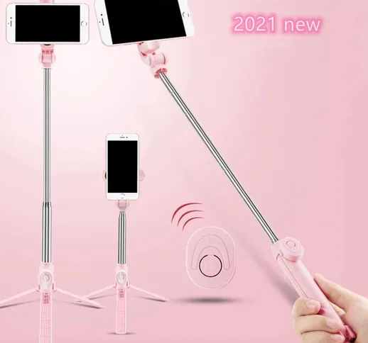 2021 Nuovo treppiede Selfie Stick con telecomando compatibile con Bluetooth per Huawei iPh...