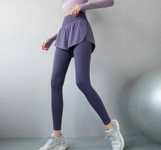 Pantaloni fitness donna vita alta fianchi corpo stretto sottile primavera e l'estate sotti...