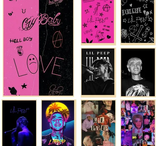 Rapper L-Lil-P-Peep POSTER Poster su tela retrò Home Bar Cafe Art Wall Sticker Collection...