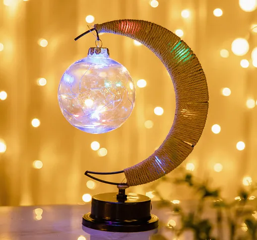 Ramadan Moon Light LED Ball Light Iron Moon Light Bar Lampada da tavolo Luce decorativa Ca...