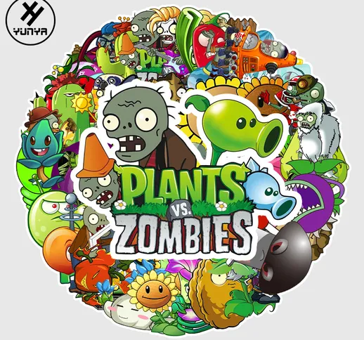 60 adesivi unici del gioco Plants vs. Zombies, adesivi per graffiti di cartoni animati per...
