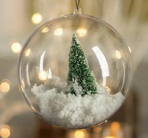 10 pz Palline di Natale trasparenti 6 cm 7 cm 8 cm 10 cm Ciondolo albero di Natale Globo d...