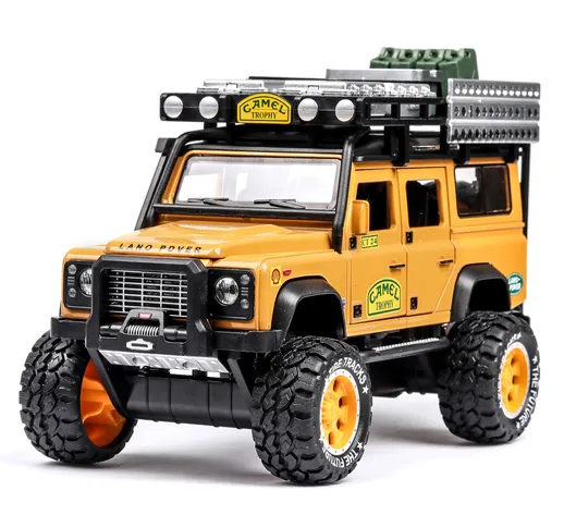 (Sfuso) Land Rover Defender Camel Cup Racing Simulazione 1:28 Fuoristrada in lega Giocatto...