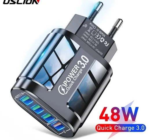 Caricabatterie USB USLION 48W Carica rapida QC 3.0 Carica da parete per 12 11 Mobile 4 Por...