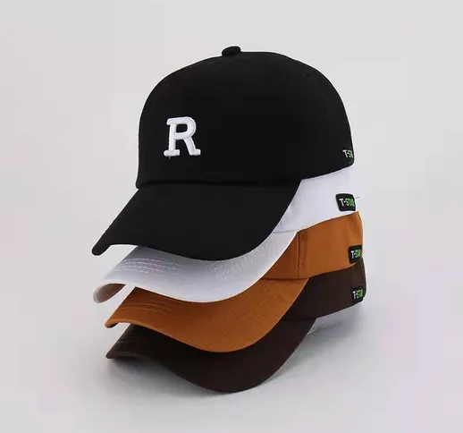 Cappellini da ricamo con lettera R semplice moda coreana, berretto da baseball tutto-fiamm...