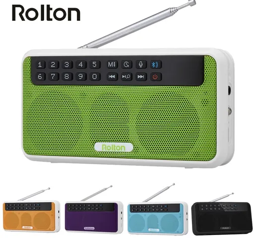 Rolton E500 Altoparlante Bluetooth senza fili Lettore musicale stereo HiFi Radio FM digita...