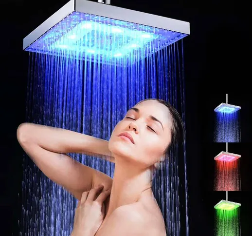 2020 Nuovo LED Soffione doccia a pioggia Soffione quadrato Soffione doccia con sensore di...