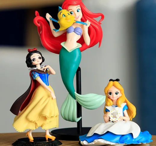 Disney Mermaid Alice Biancaneve Ariel Princess Action Figures Figurine 10-20cm PVC Modello...
