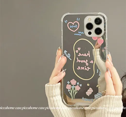 ins wind graffiti flower mirror adatto per apple 12 mobile phone shell iphone13/11promax n...