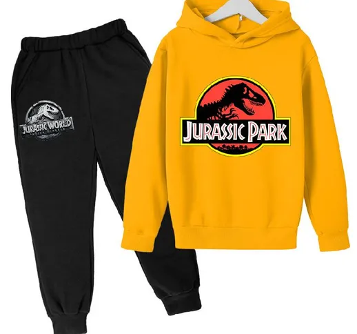 Ragazzi Vestiti per ragazze Jurassic Park Suit Autunno Felpa con cappuccio per bambini + P...