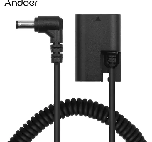 Andoer LP-E6 Pacco batteria per fotocamera fittizia Connettore accoppiatore CC Cavo a moll...