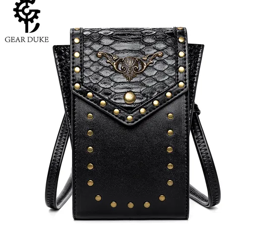 Nuovo stile borsa femminile steampunk serpente modello esterno borsa a tracolla da donna m...