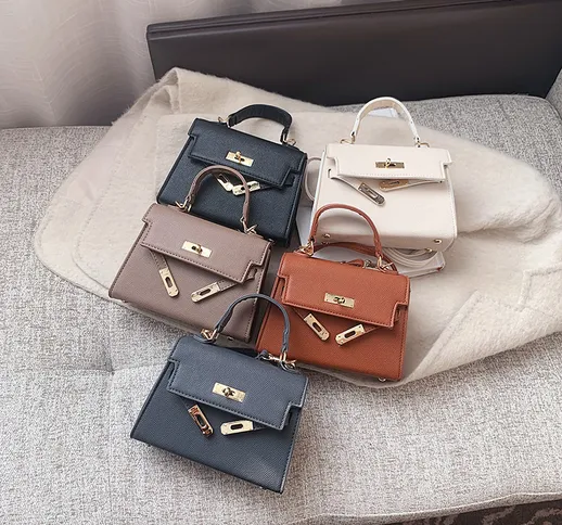 2021 nuova borsa a tracolla moda messenger bag piccola borsa quadrata in metallo tinta uni...