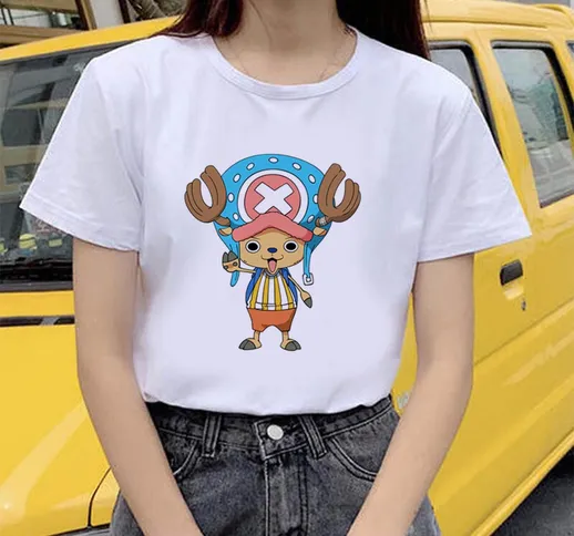 T-shirt da donna stampata Tony One Piece T-shirt casual T-shirt manica corta bianca alla m...