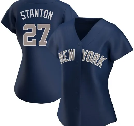 Maglia alternativa replica blu navy dei New York Mets Giancarlo Stanton #27 da donna
