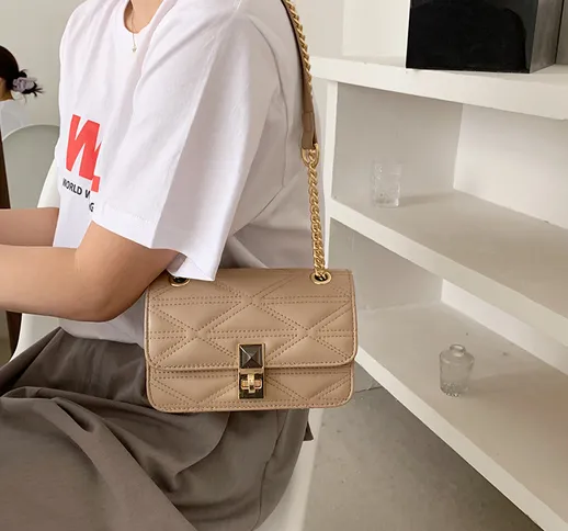 2021 nuova borsa da donna coreana dolce moda piccola borsa quadrata casual catena borsa a...