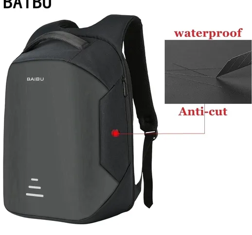 2021 Nuovi uomini 15.6 Zaino per laptop Zaino antifurto Ricarica USB Borsa per notebook da...