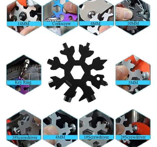 Fiocco di neve Multitool Neve Multi-Tool Cacciavite Bici Strumenti Portachiavi Borsa Tag M...