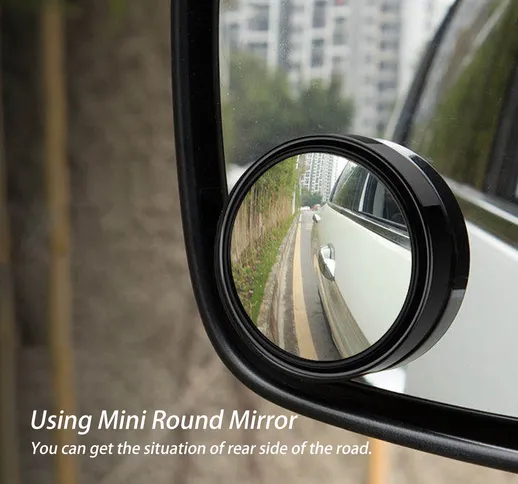 1PC Car Mini Round Mirror Blind Spot Specchietti retrovisori ausiliari Rotazione a 360 ° G...