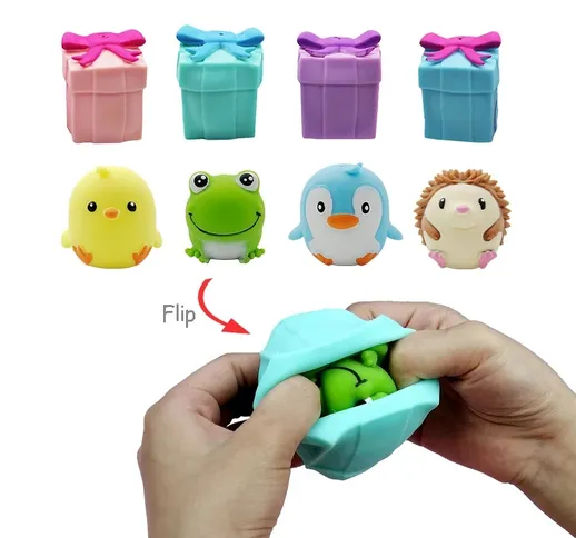 New Fidget Toys Flip Gift Box Cute Pet Pinch Animale Giocattolo in silicone Espressione Em...