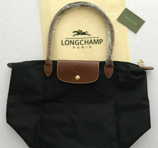 Autentico classico da donna New Black Color Longchamp Le Pliage Nylon Tote Borsa a mano Ta...