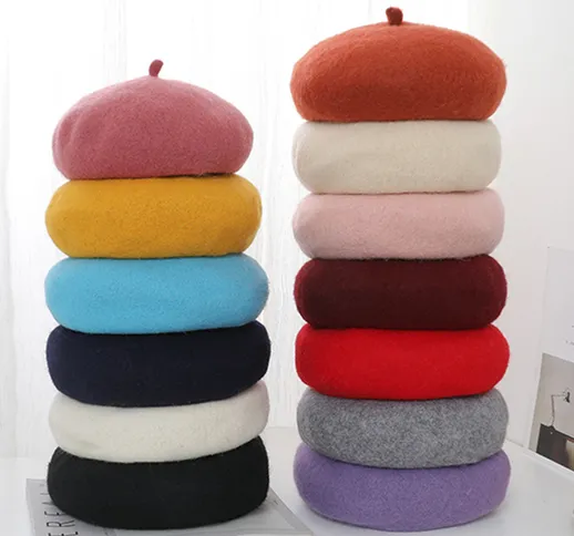 Autunno e inverno versione coreana del berretto di lana selvaggia da donna retrò cappello...