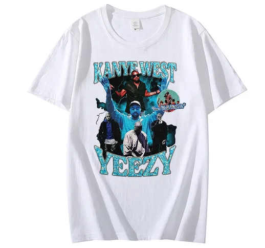 T-shirt stampata da uomo Kanye West Abbigliamento casual allentato Tshirt manica corta da...