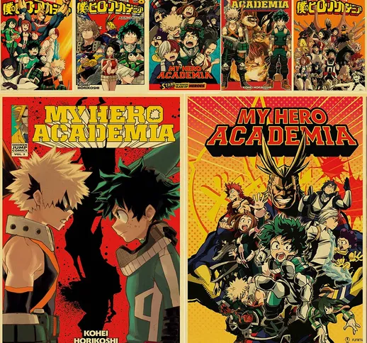 Anime giapponesi My Hero Academia Canvas Poster Comic Cool Style Pittura murale Bar Cafe D...