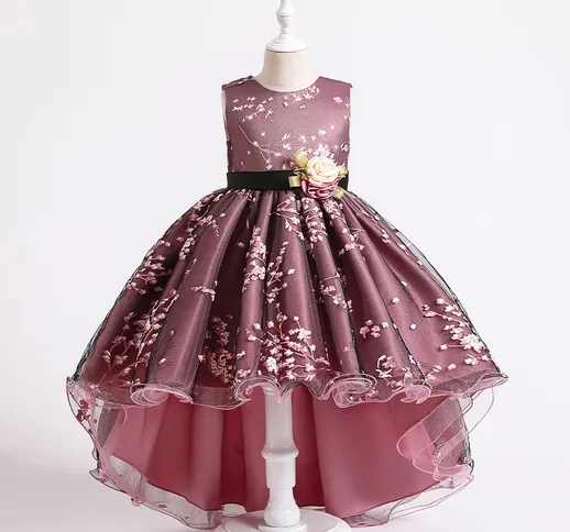 Vestito da principessa per ragazza Vestito di garza rosa stampato vestito da principessa f...
